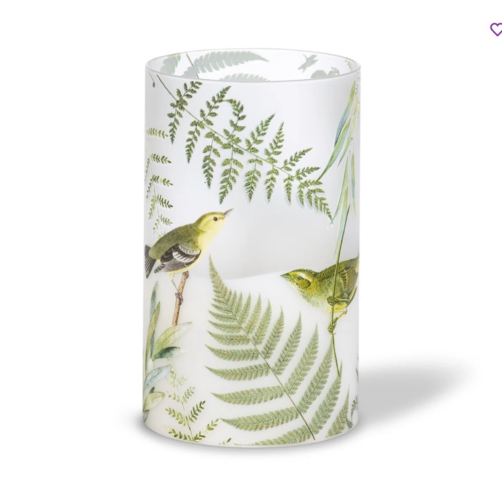 Illumaflame Natural LED Flame Technology 5” x 8” LED Candle. Green Bird Design